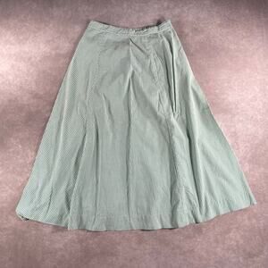 50’s 60’s VTG Talon Seersucker A-line Green & White Striped Preppy Skirt